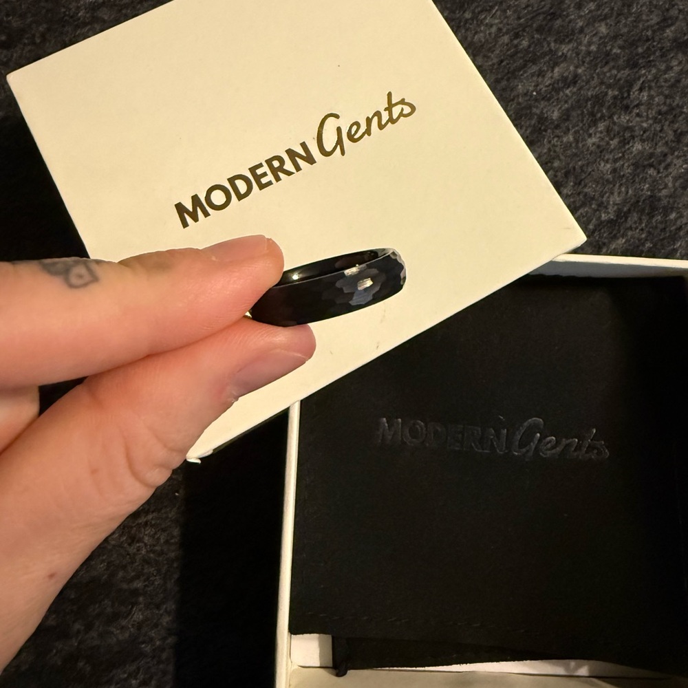 Modern gents black tungsten ring
